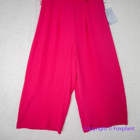 New!‎ Eliza J Short Sleeve V Neck CropJumpsuit Size 2 in Hot Pink - Picture 4 of 16